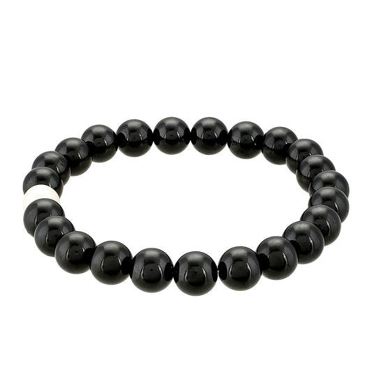 Pulsera Pepita con Turmalina Negra y Perla blanca de agua dulce