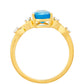 Anillo de Plata Bañada en Oro con Ópalo Azul Paraiba de Etiopía y Topacio Blanco