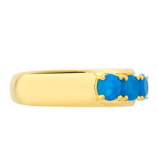Anillo de Plata Bañada en Oro con Ópalo Azul Paraiba de Etiopía