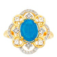 Anillo de Plata Bañada en Oro con Ópalo Azul Paraiba de Etiopía y Topacio Blanco