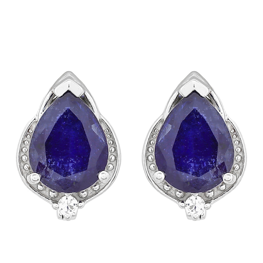 Pendientes de Plata con Zafiro de Tailandia y Topacio Blanco 1 