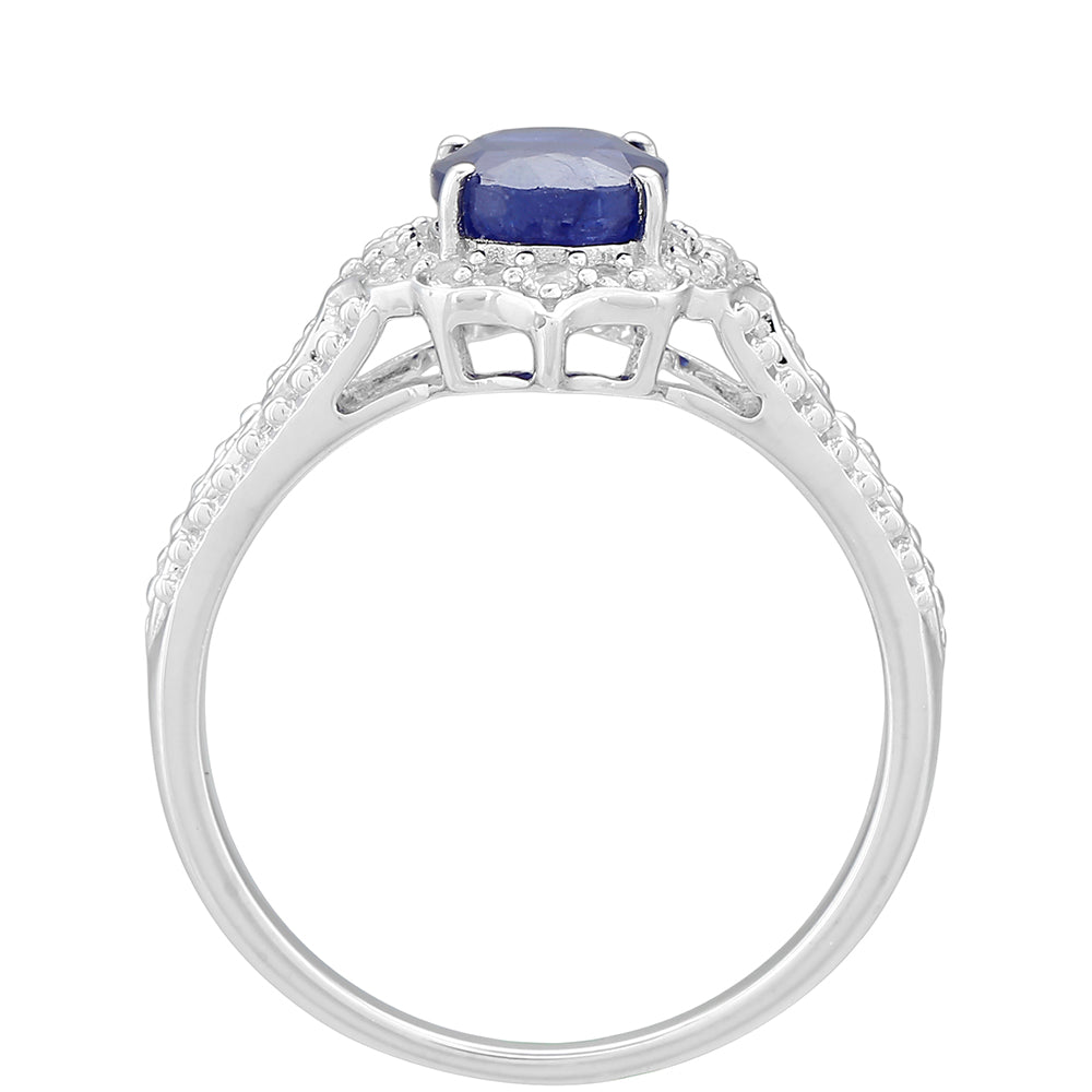 Anillo de Plata con Zafiro de Tailandia y Topacio Blanco 4 