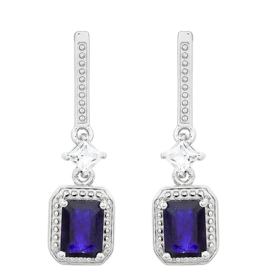 Pendientes de Plata con Zafiro de Tailandia y Topacio Blanco