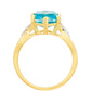 Anillo de Plata Bañada en Oro con Cuarzo Paraiba y Topacio Blanco