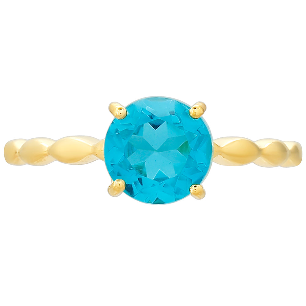 Anillo de Plata Bañada en Oro con Cuarzo Paraiba 1 