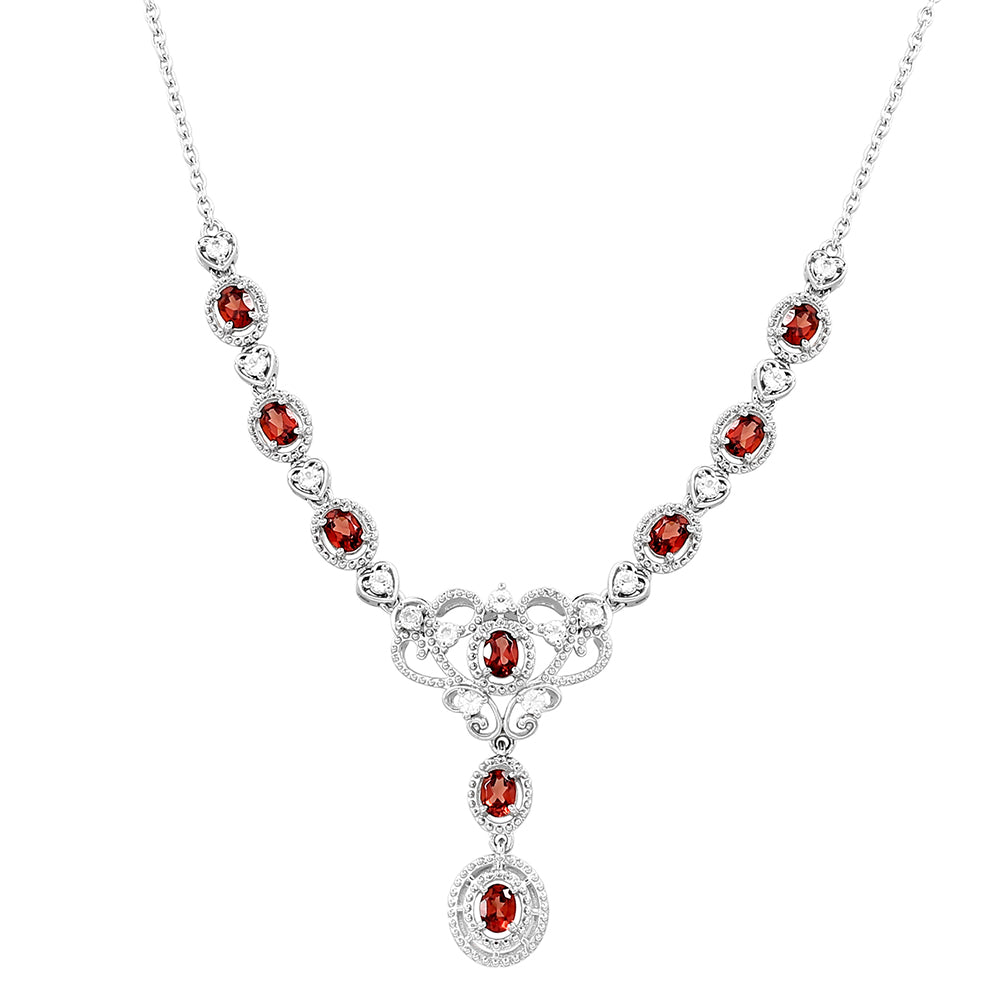 Collar de Plata con Granate y Topacio Blanco