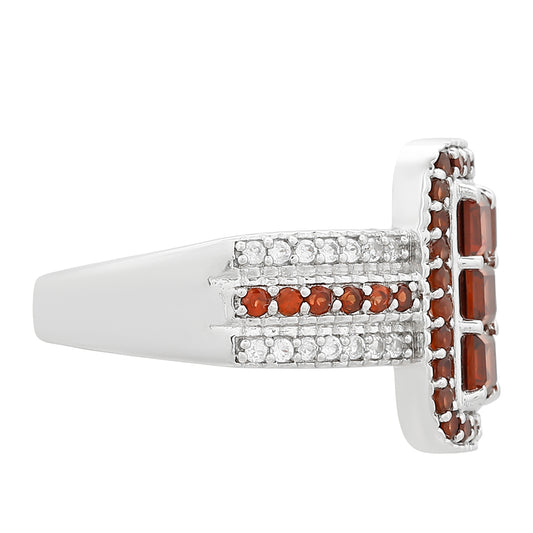 Anillo de Plata con Granate y Topacio Blanco