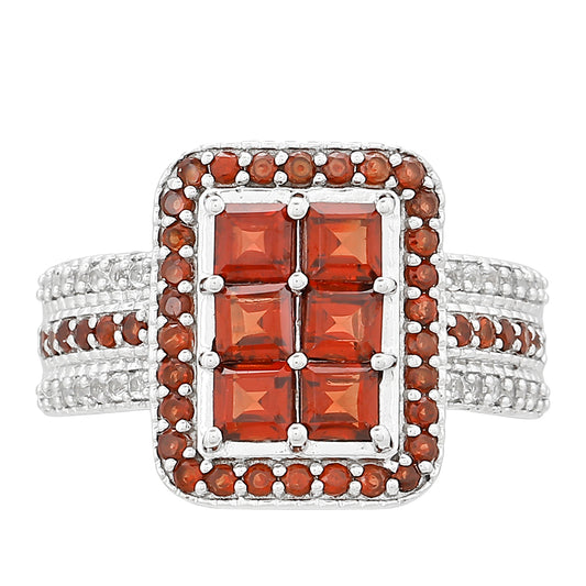 Anillo de Plata con Granate y Topacio Blanco