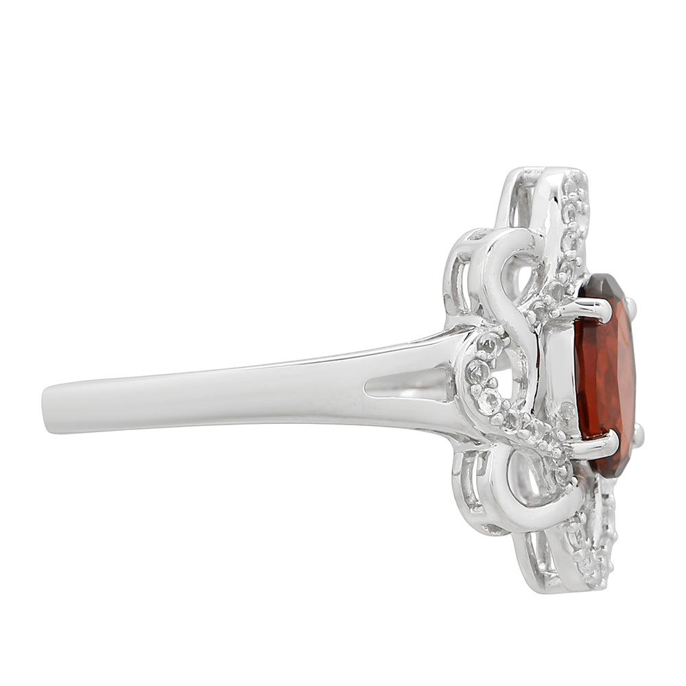 Anillo de Plata con Granate y Topacio Blanco 2 