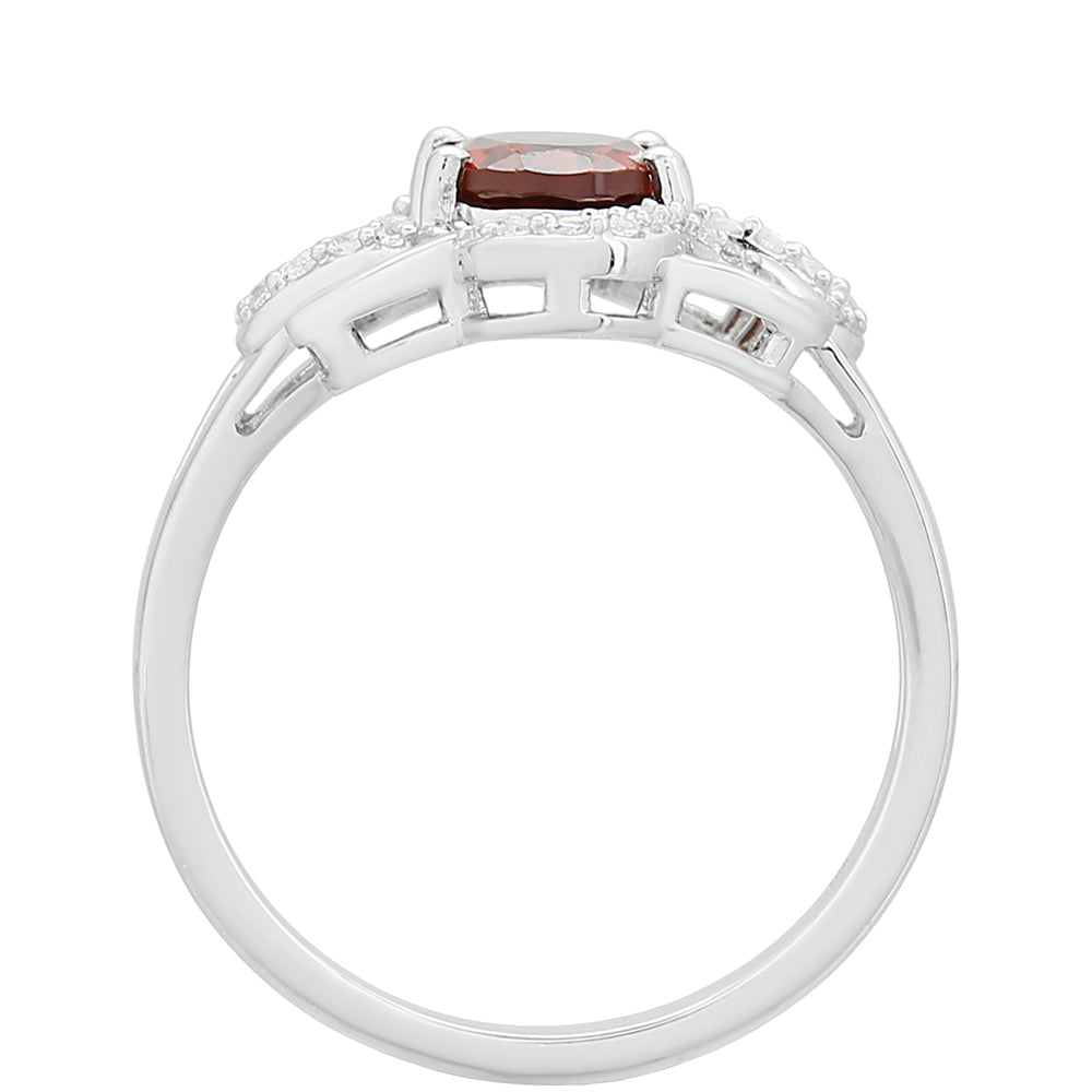 Anillo de Plata con Granate y Topacio Blanco 4 