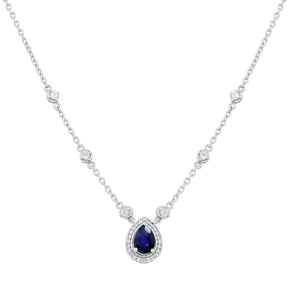 Collar de Plata con Zafiro de Tailandia y Topacio Blanco 1 