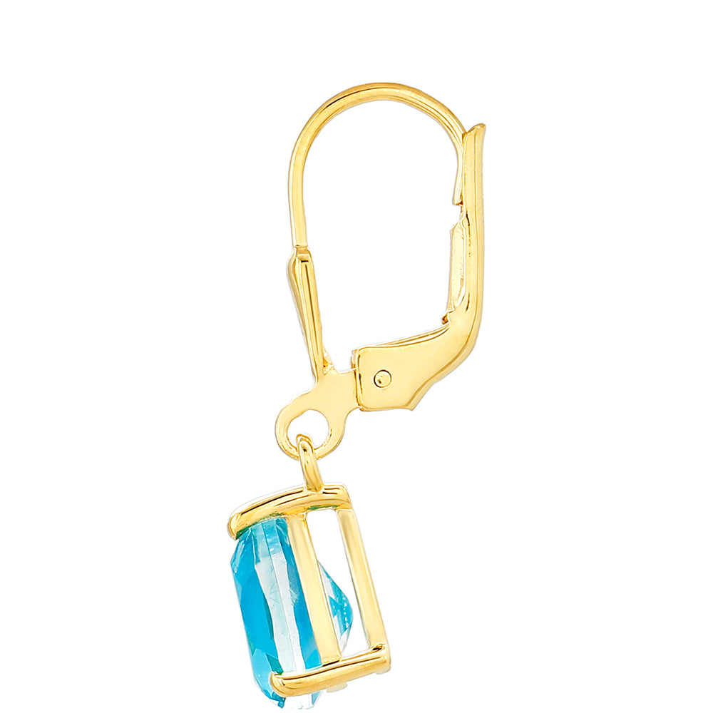 Pendientes de Plata Bañada en Oro con Cuarzo Paraiba