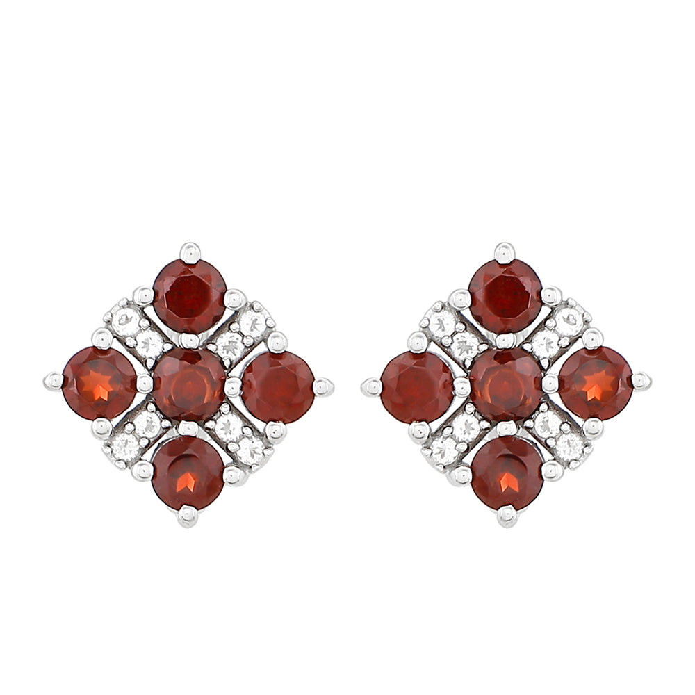 Pendientes de Plata con Granate y Topacio Blanco 1 