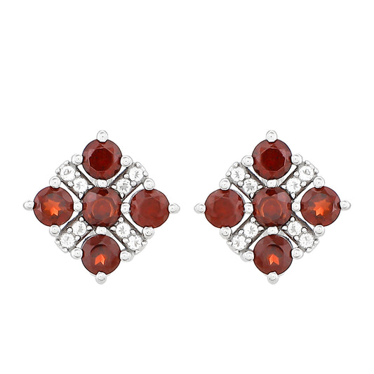 Pendientes de Plata con Granate y Topacio Blanco