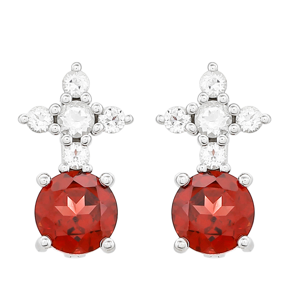Pendientes de Plata con Granate y Topacio Blanco