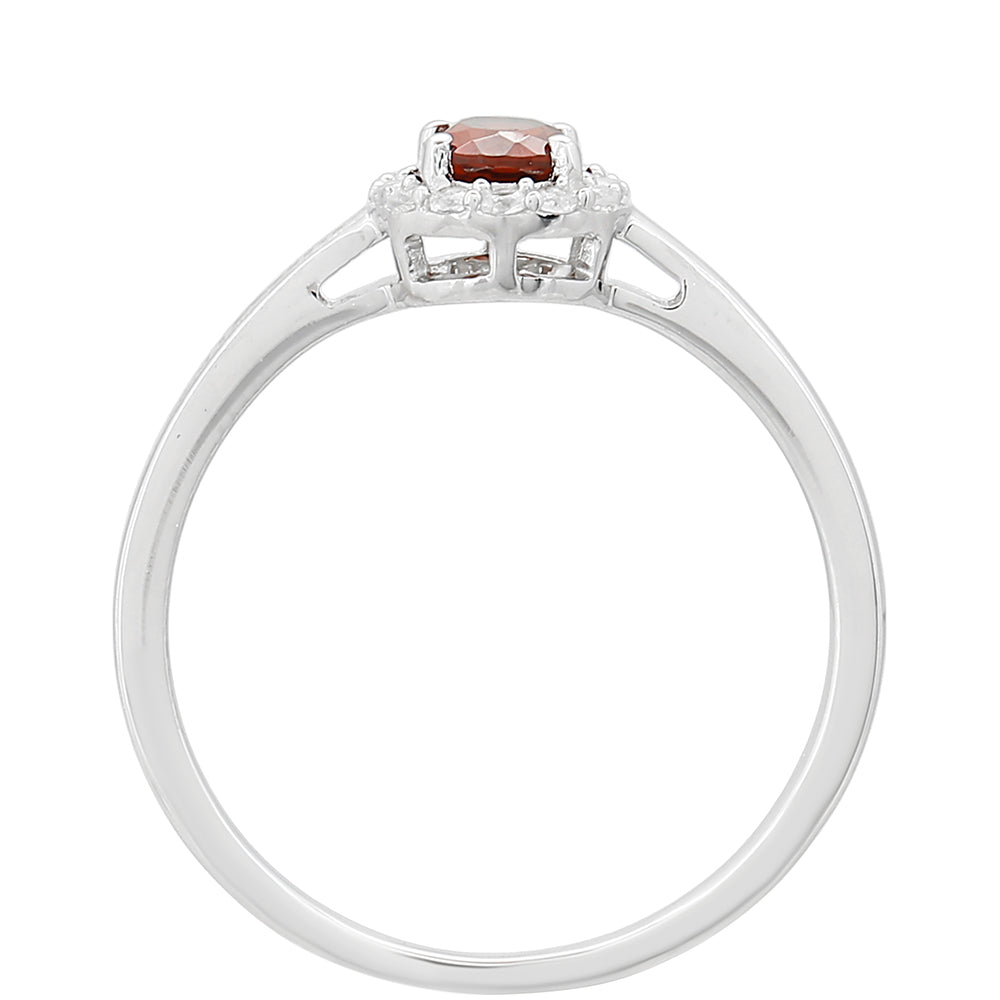 Anillo de Plata con Granate y Topacio Blanco 4 