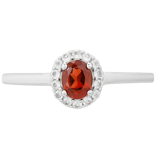 Anillo de Plata con Granate y Topacio Blanco