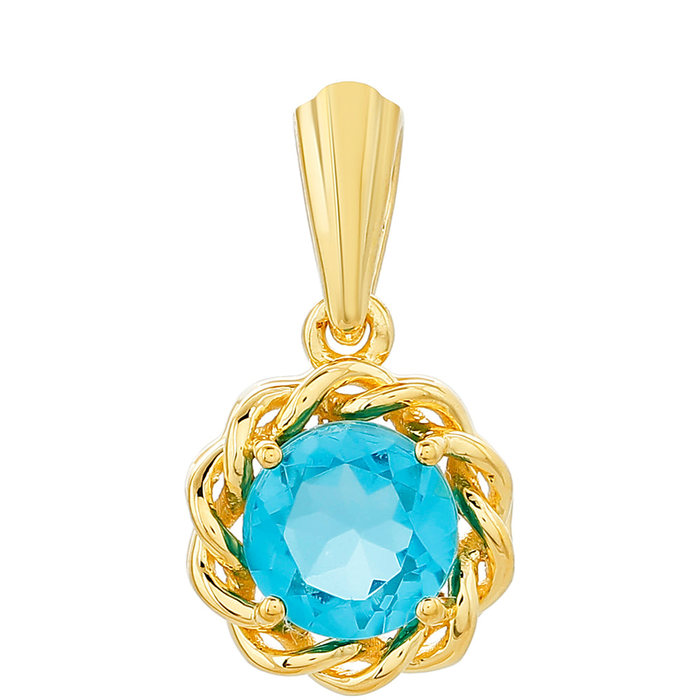 Colgante de Plata Bañada en Oro con Cuarzo Paraiba