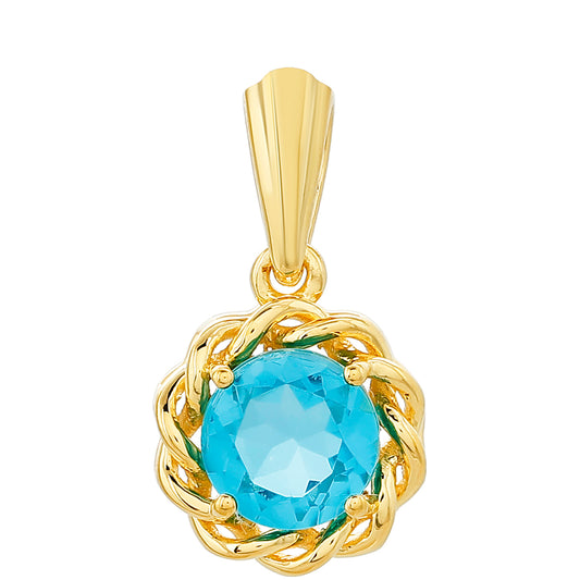 Colgante de Plata Bañada en Oro con Cuarzo Paraiba