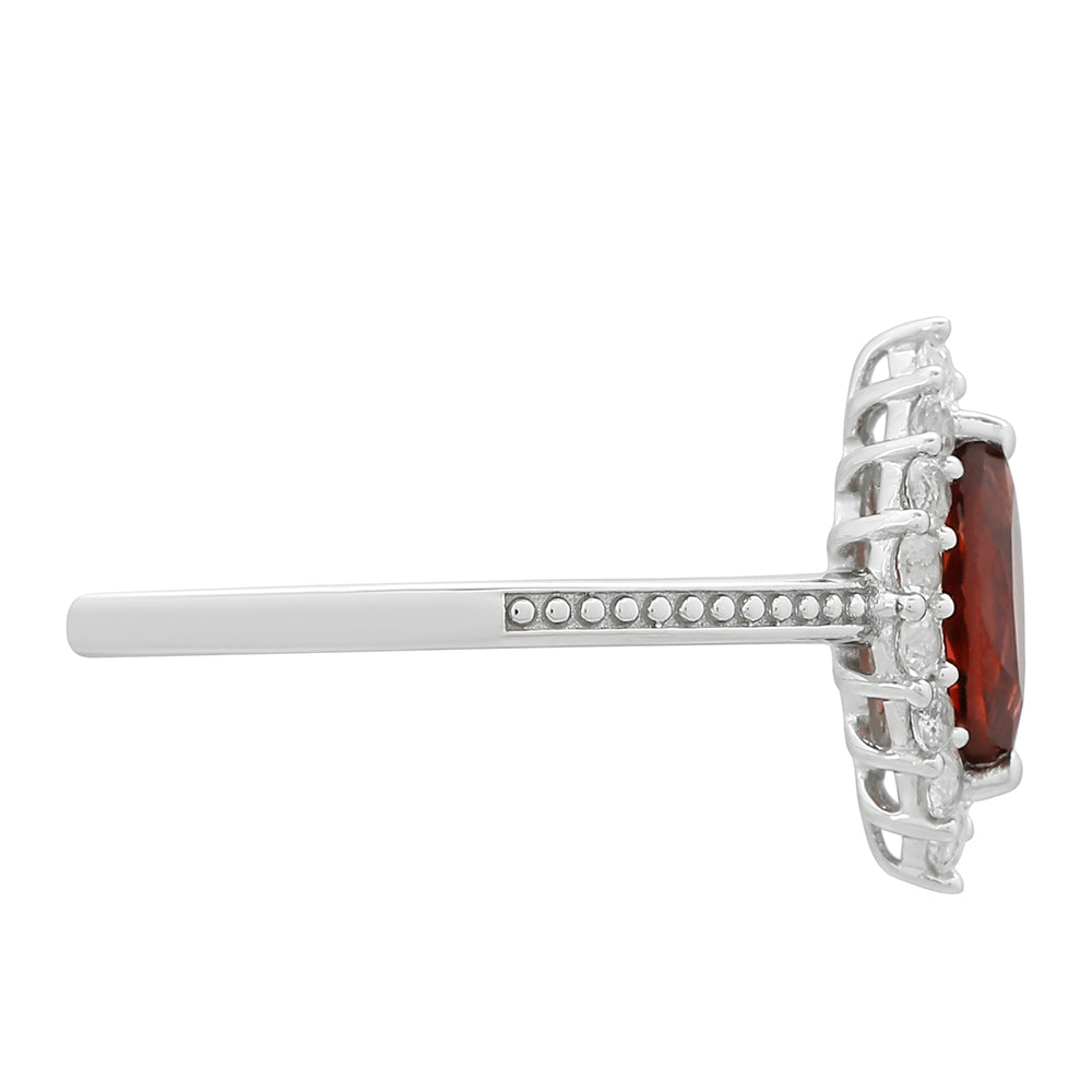 Anillo de Plata con Granate y Topacio Blanco 2 