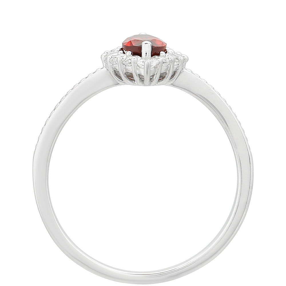 Anillo de Plata con Granate y Topacio Blanco 4 