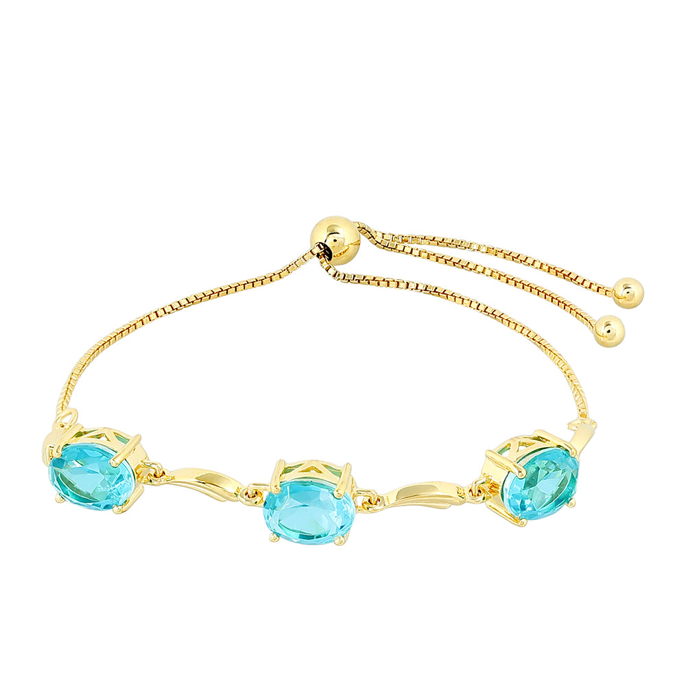 Pulsera de Plata Bañada en Oro con Cuarzo Paraiba