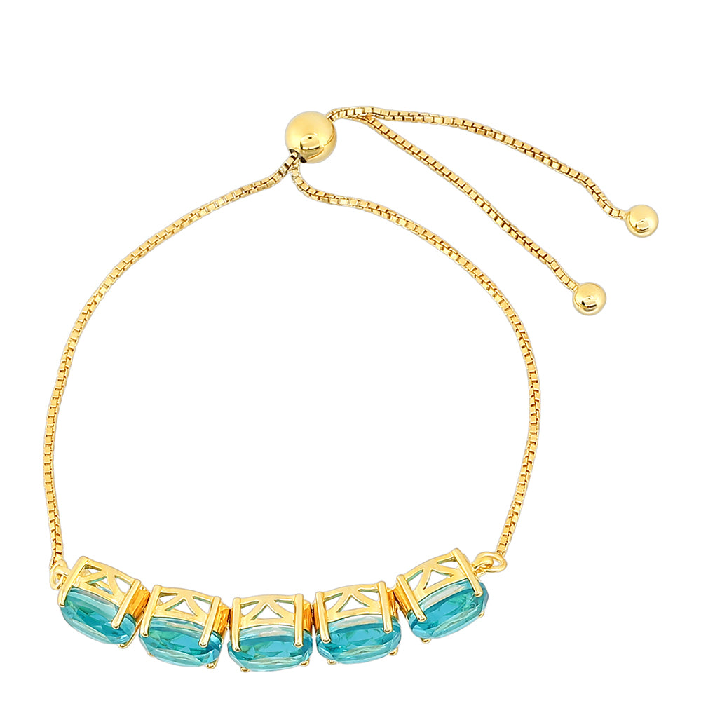 Pulsera de Plata Bañada en Oro con Cuarzo Paraiba 2 