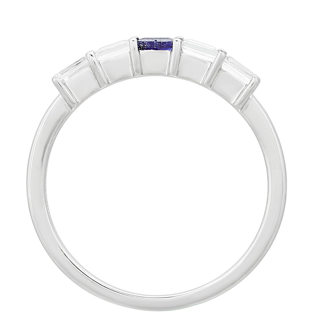 Anillo de Plata con Zafiro de Tailandia y Topacio Blanco