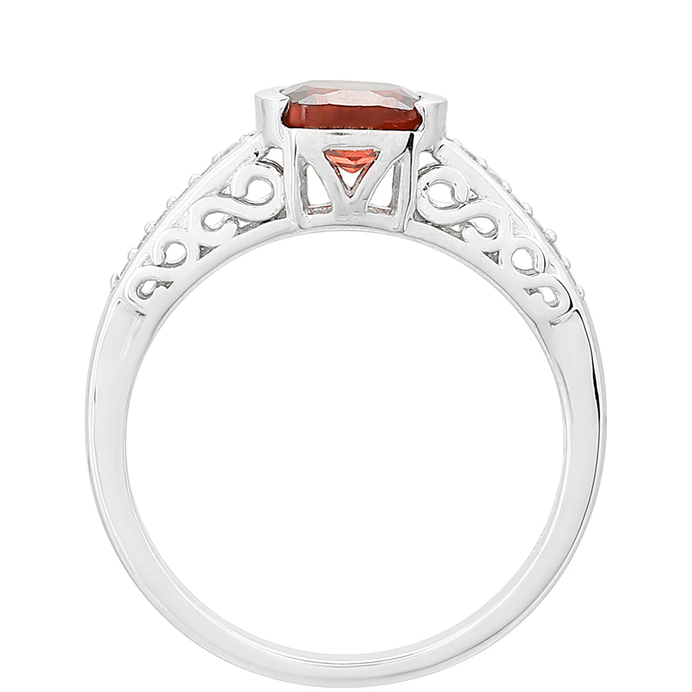 Anillo de Plata con Granate y Topacio Blanco 4 