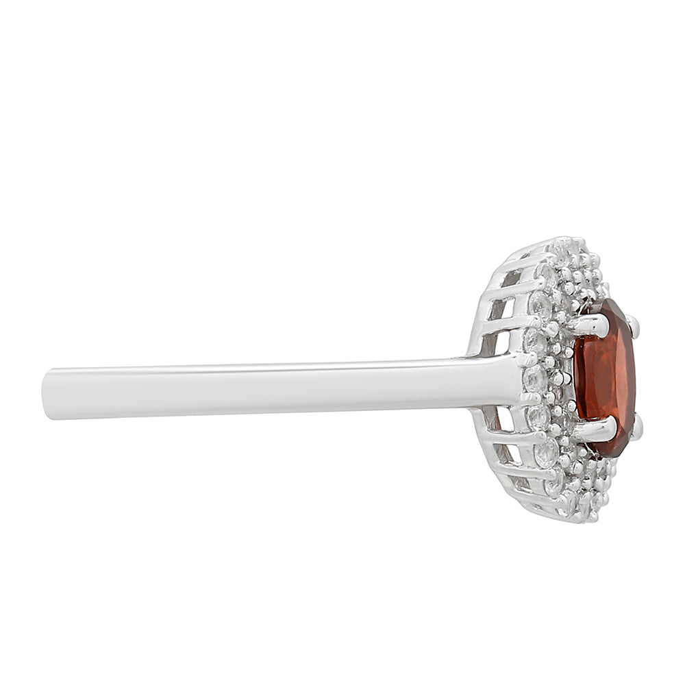 Anillo de Plata con Granate y Topacio Blanco