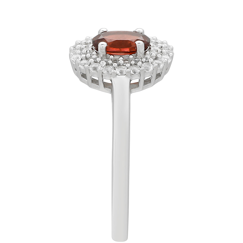 Anillo de Plata con Granate y Topacio Blanco 3 