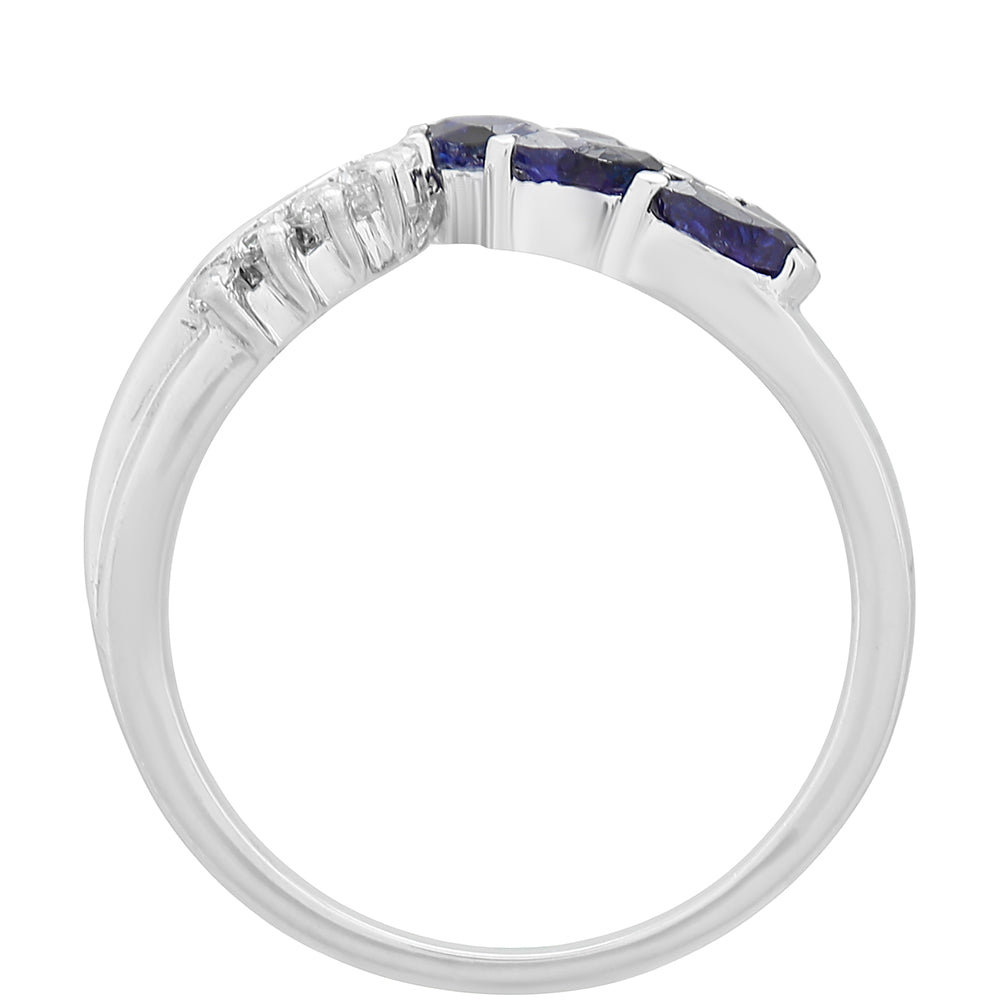Anillo de Plata con Zafiro de Tailandia y Topacio Blanco 4 