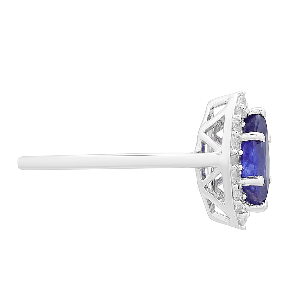 Anillo de Plata con Zafiro de Tailandia y Topacio Blanco 2 