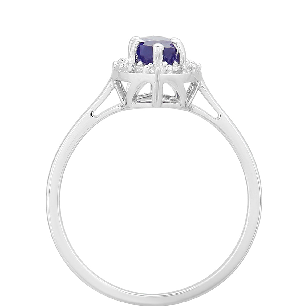 Anillo de Plata con Zafiro de Tailandia y Topacio Blanco