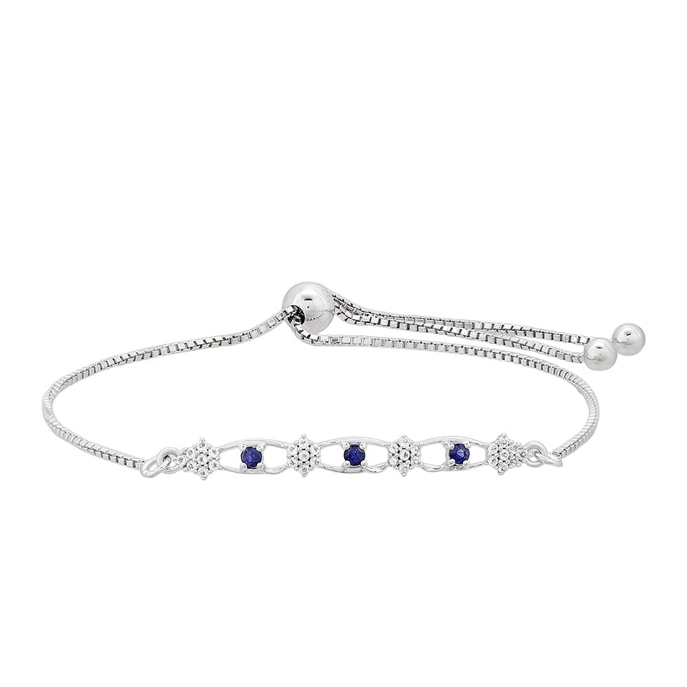 Pulsera de Plata con Zafiro de Tailandia y Topacio Blanco