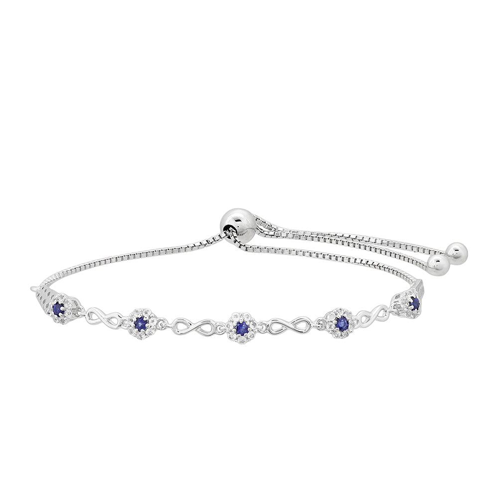 Pulsera de Plata con Zafiro de Tailandia y Topacio Blanco 1 