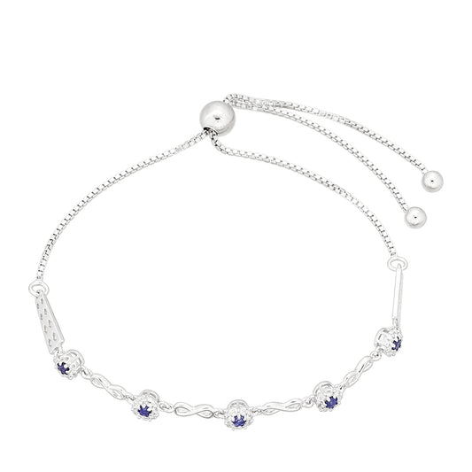 Pulsera de Plata con Zafiro de Tailandia y Topacio Blanco