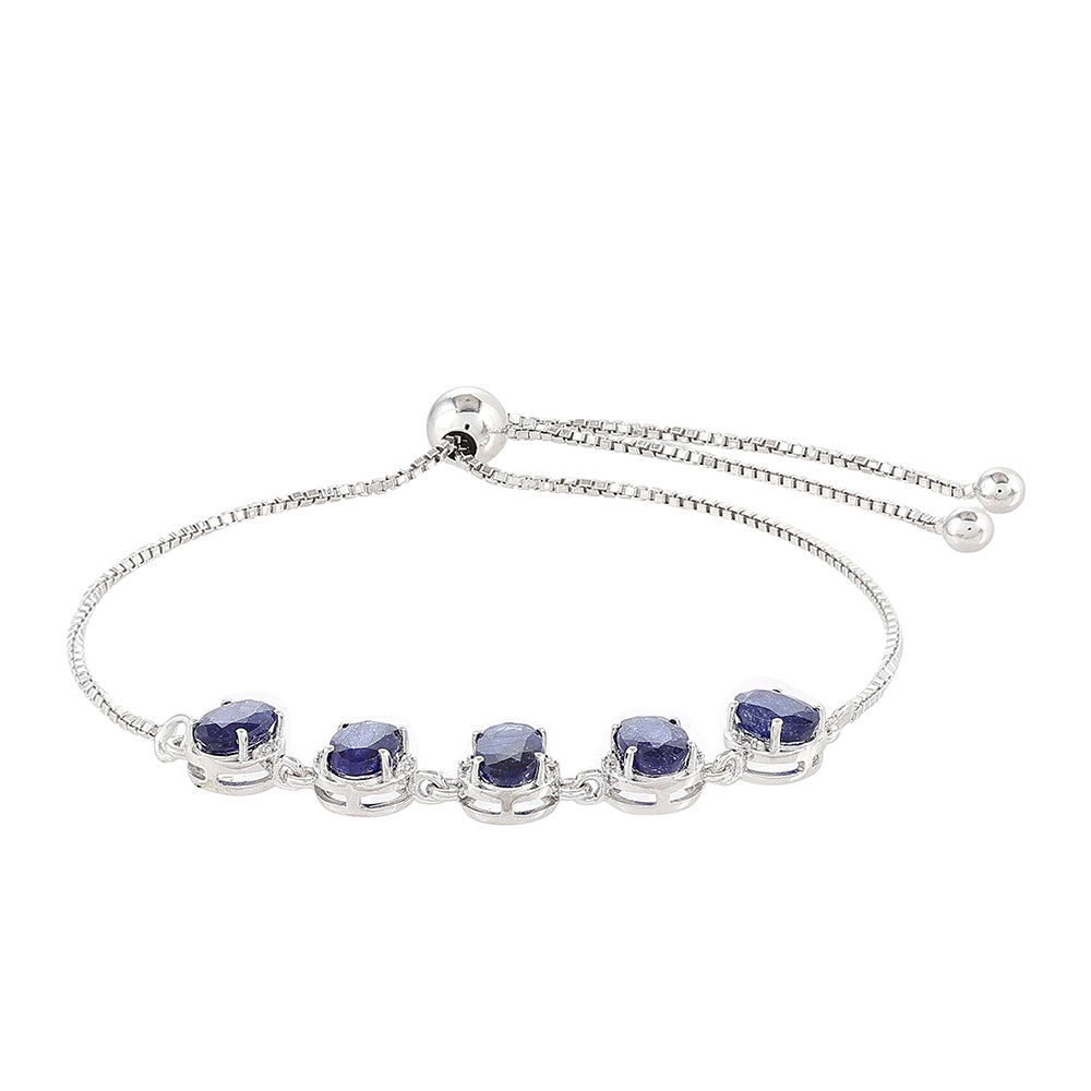 Pulsera de Plata con Zafiro de Tailandia y Topacio Blanco