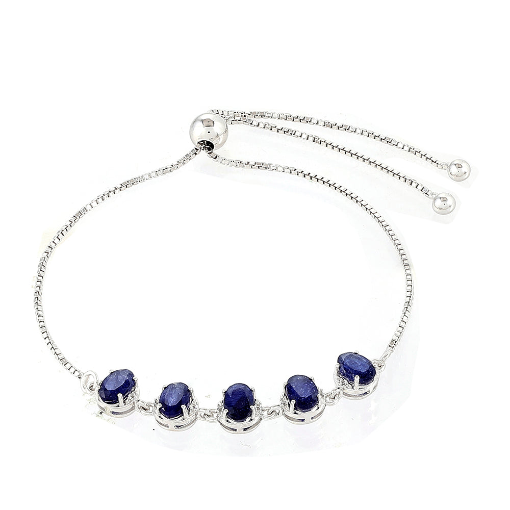 Pulsera de Plata con Zafiro de Tailandia y Topacio Blanco