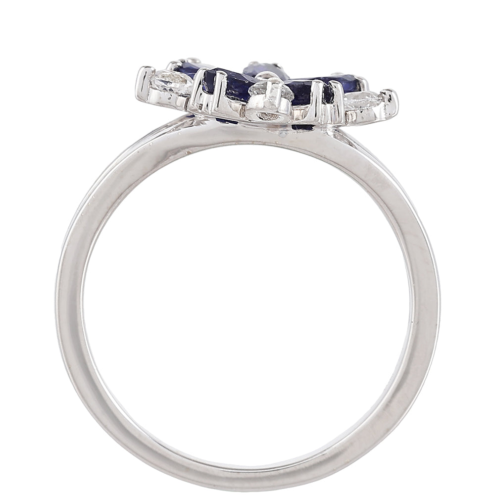 Anillo de Plata con Zafiro de Tailandia y Topacio Blanco 4 