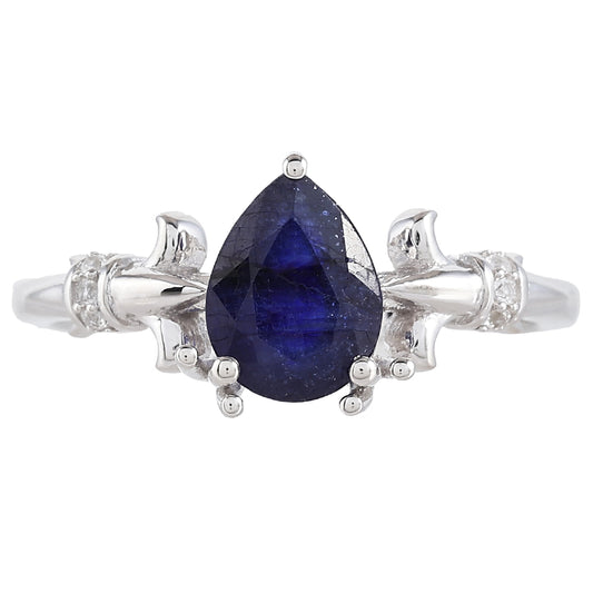 Anillo de Plata con Zafiro de Tailandia y Topacio Blanco