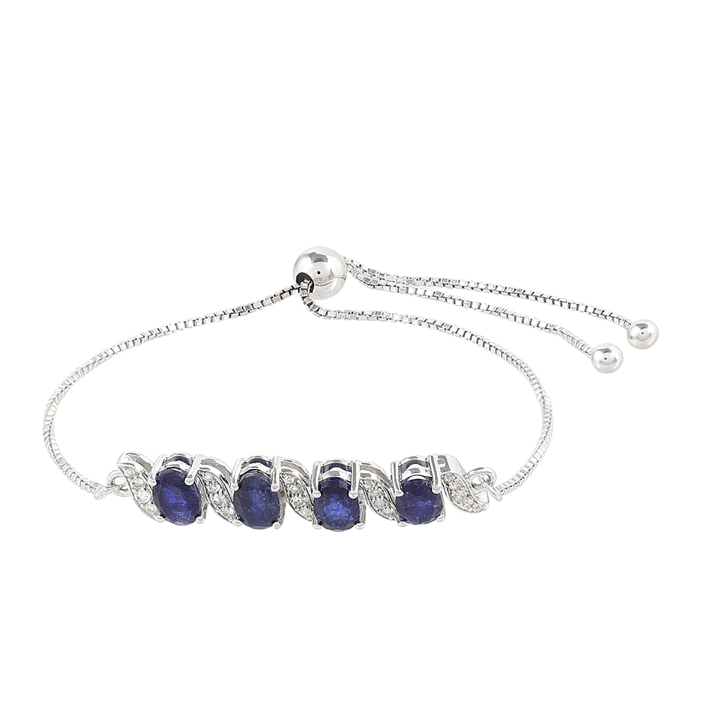 Pulsera de Plata con Zafiro de Tailandia y Topacio Blanco