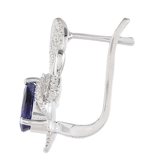 Pendientes de Plata con Zafiro de Tailandia y Topacio Blanco