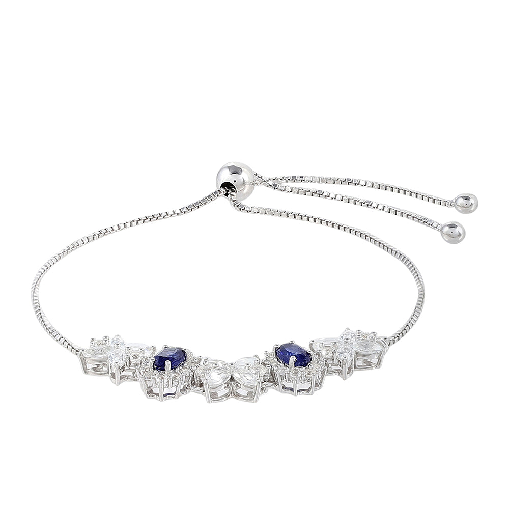 Pulsera de Plata con Zafiro de Tailandia y Topacio Blanco 2 