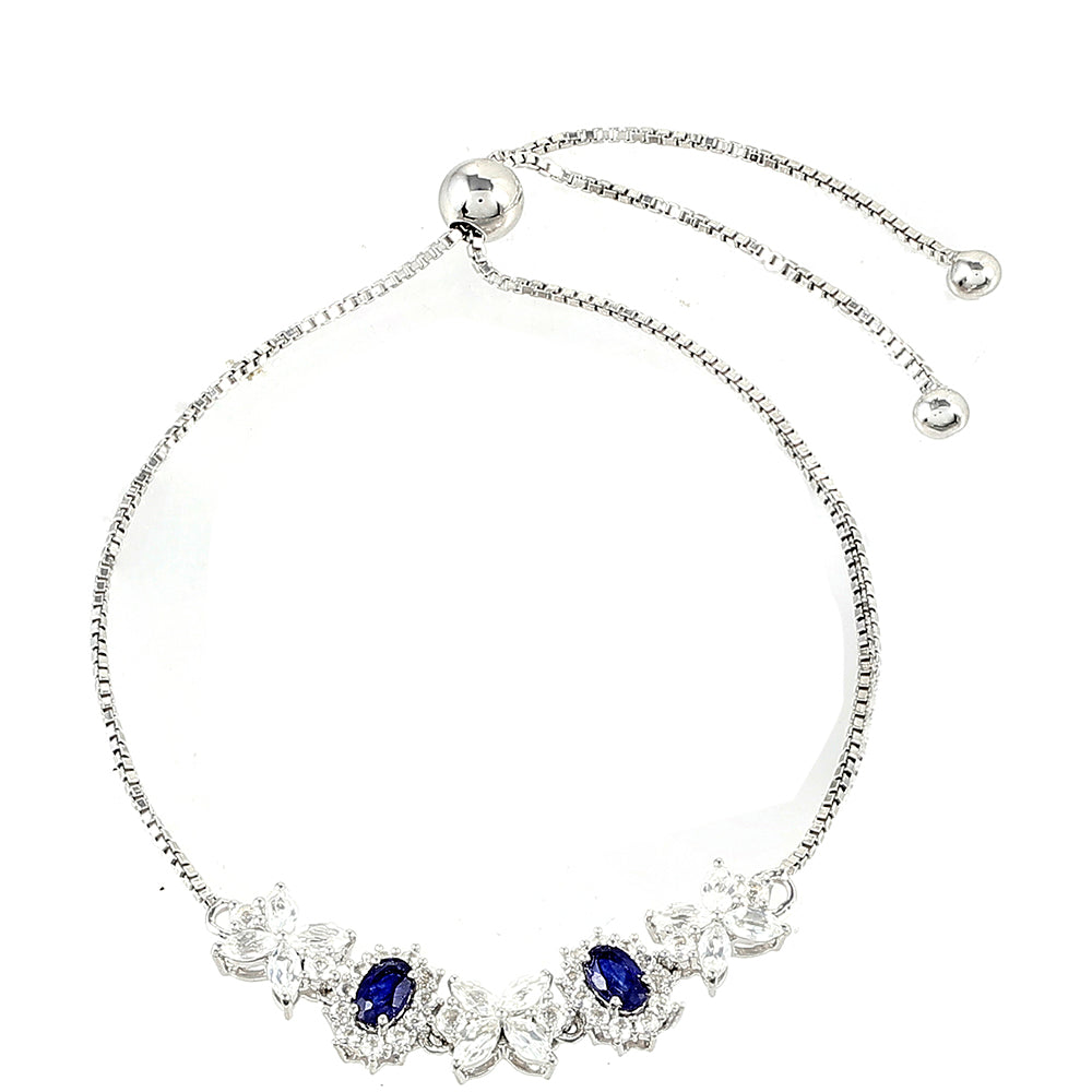 Pulsera de Plata con Zafiro de Tailandia y Topacio Blanco