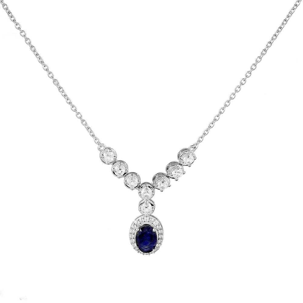 Collar de Plata con Zafiro de Tailandia y Topacio Blanco