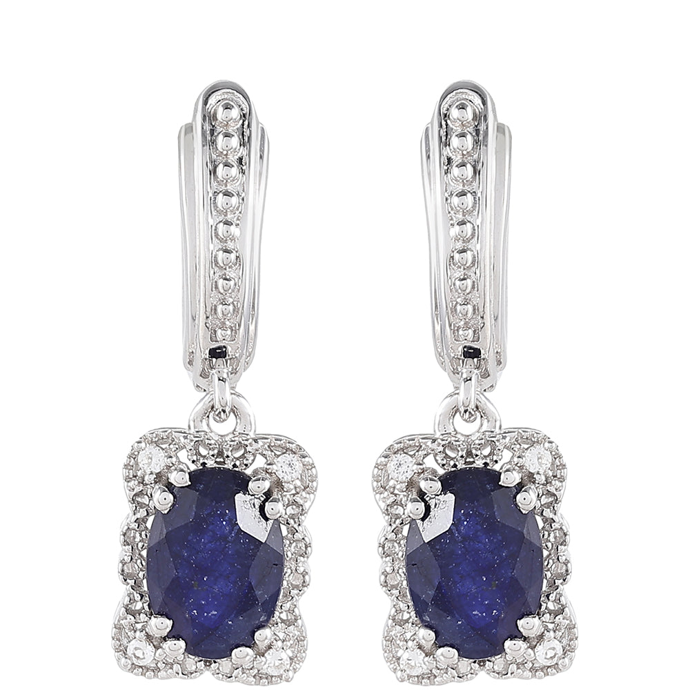 Pendientes de Plata con Zafiro de Tailandia y Topacio Blanco 1 