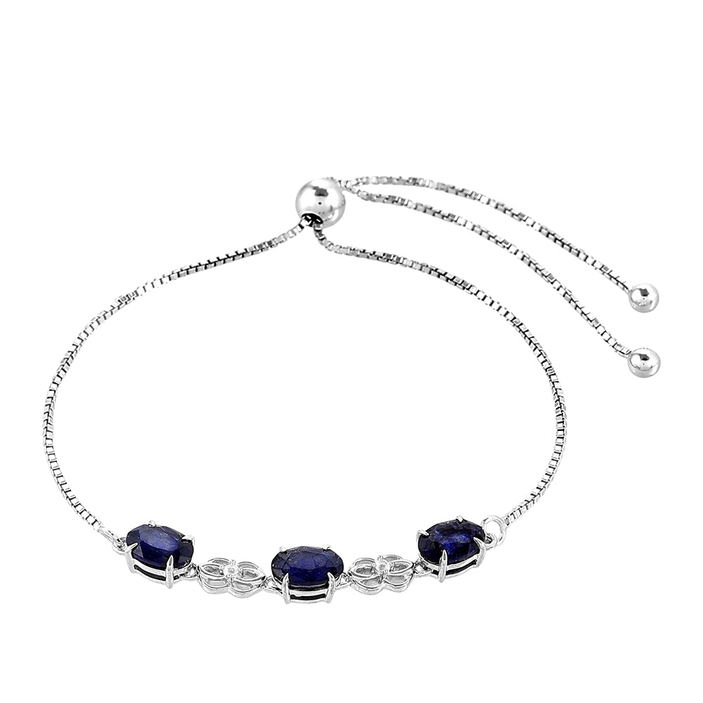 Pulsera de Plata con Zafiro de Tailandia y Topacio Blanco 3 
