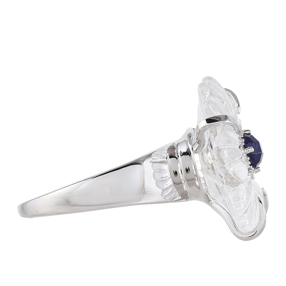 Anillo de Plata con Zafiro de Tailandia y Cuarzo de Cristal 2 