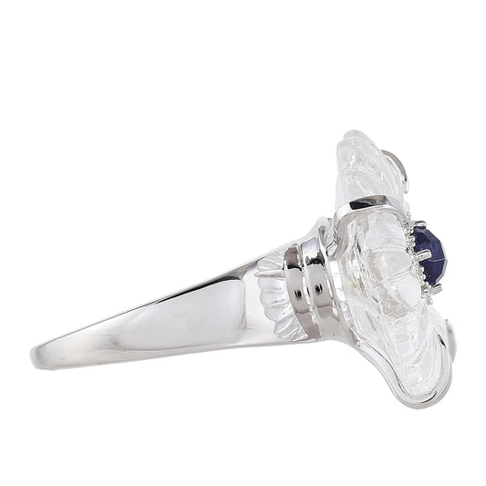 Anillo de Plata con Zafiro de Tailandia y Cuarzo de Cristal